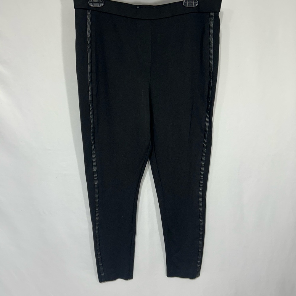 Ivanka Trump Black Pants with Side faux leather Stripes.